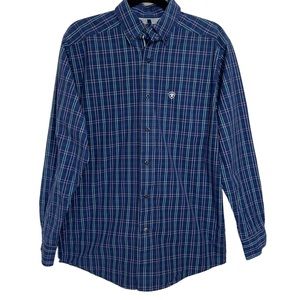 Ariat Pro Series Men’s Blue Plaid Long Sleeve Shirt Size S